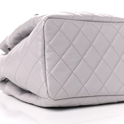 Chanel Caviar Flat Quilted CC Chain Bucket Drawstring Bag Light Grey 8 of 10