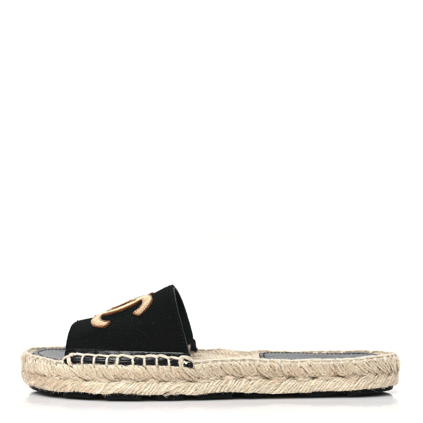 Wool Laminated Lambskin CC Slide Sandals 37 Black Gold