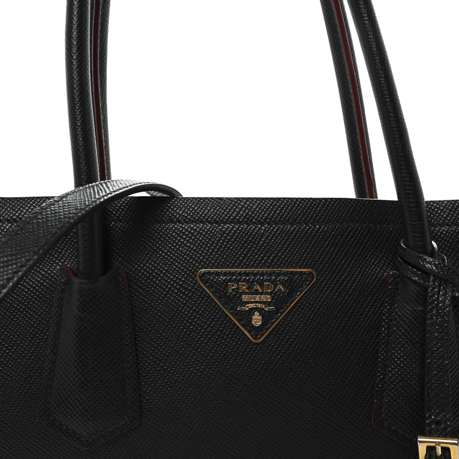 Prada Saffiano Cuir Large Double Bag Black Fuoco 7 of 9