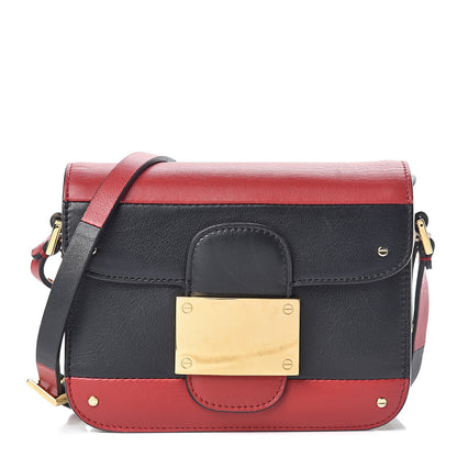 Valentino Garavani Calfskin Mini Rivet Colorblock Shoulder Bag Black Red 1 of 16