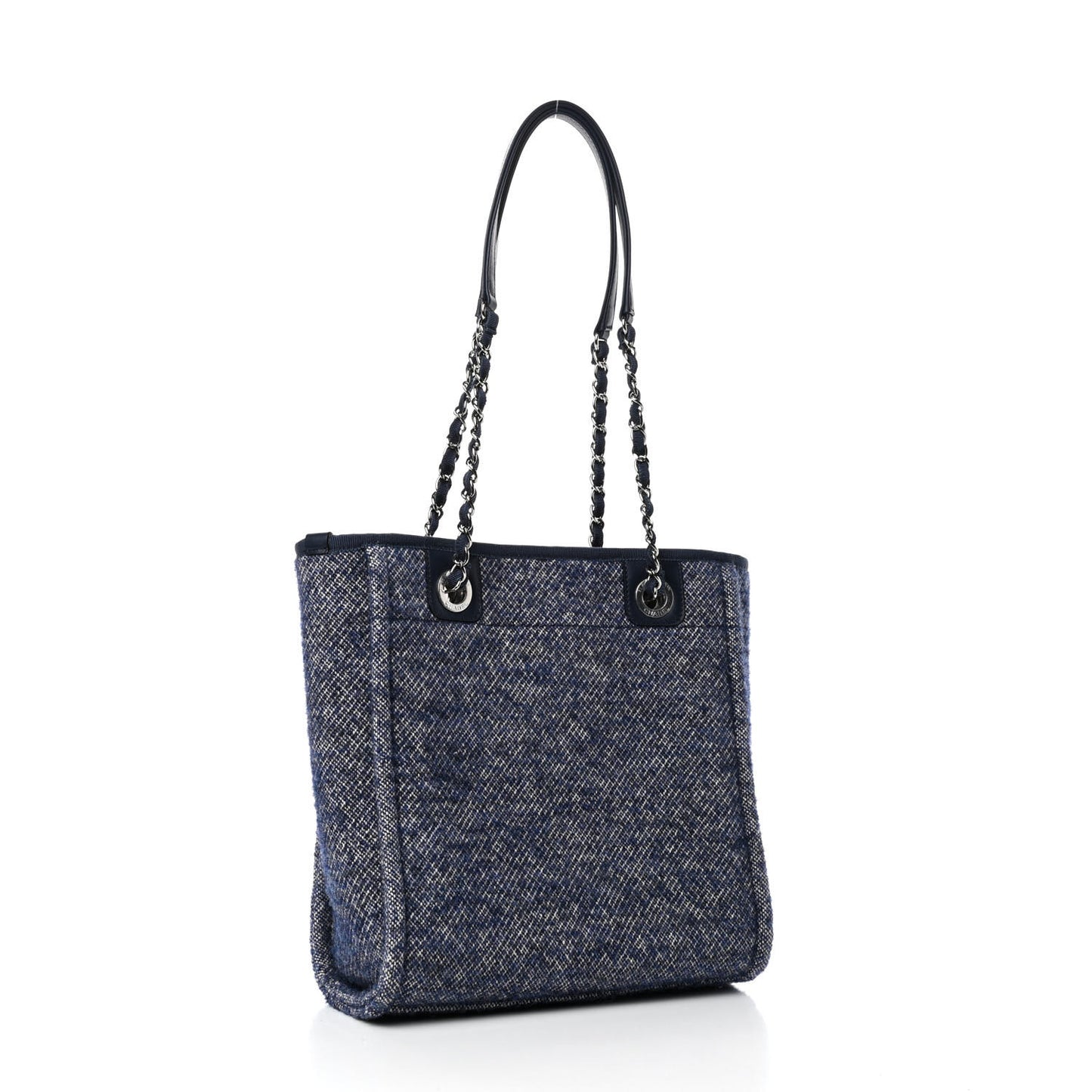 Mixed Fibers Calfskin Mini Deauville Tote Blue
