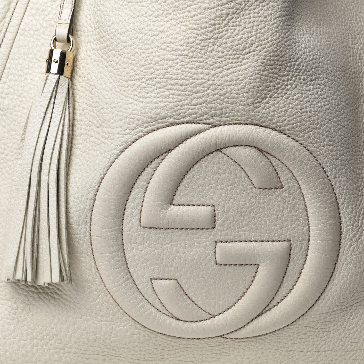 Gucci Pebbled Calfskin Large Soho Shoulder Bag Off White 15 of 15