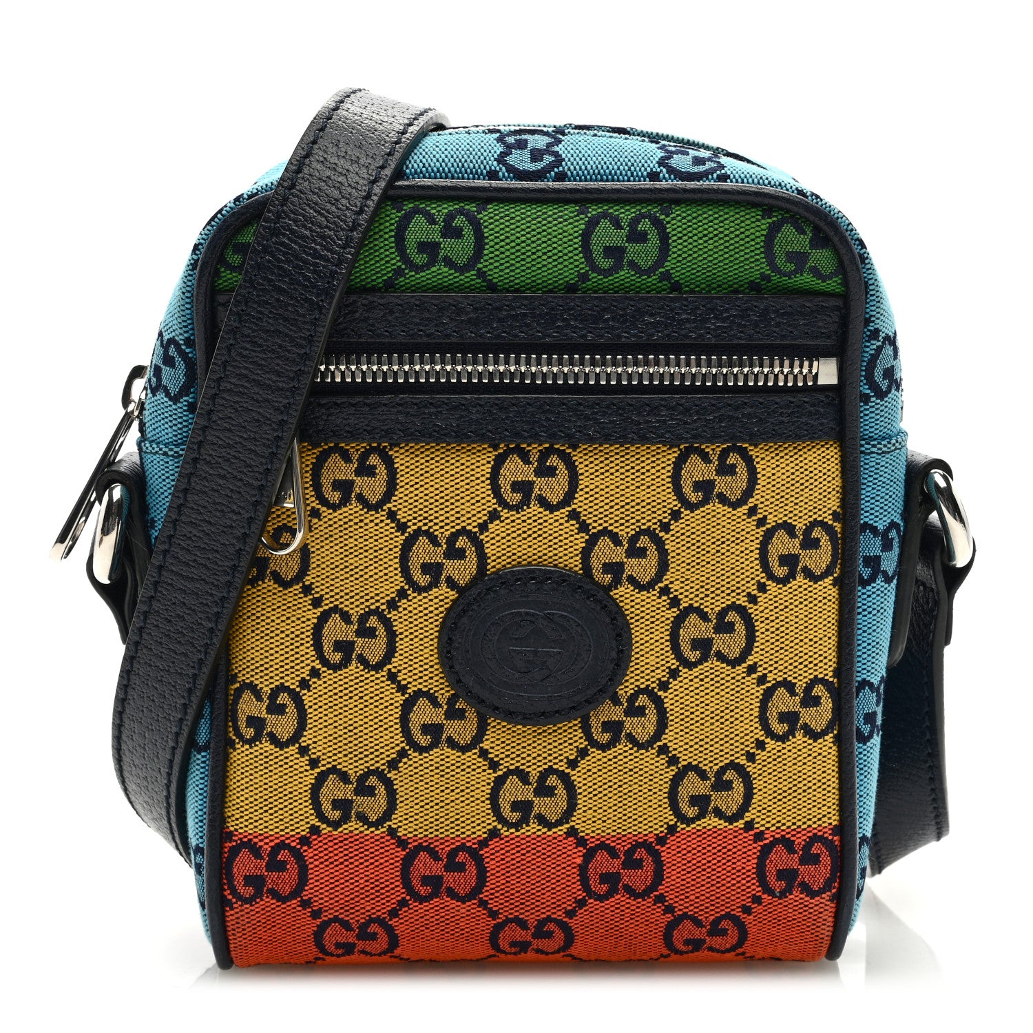 Gucci Monogram Multicolor Mini Retro Interlocking G Messenger Blue Rainbow Light Blue 1 of 10
