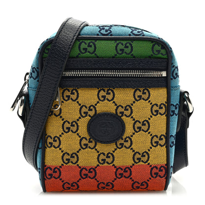 Gucci Monogram Multicolor Mini Retro Interlocking G Messenger Blue Rainbow Light Blue 1 of 10