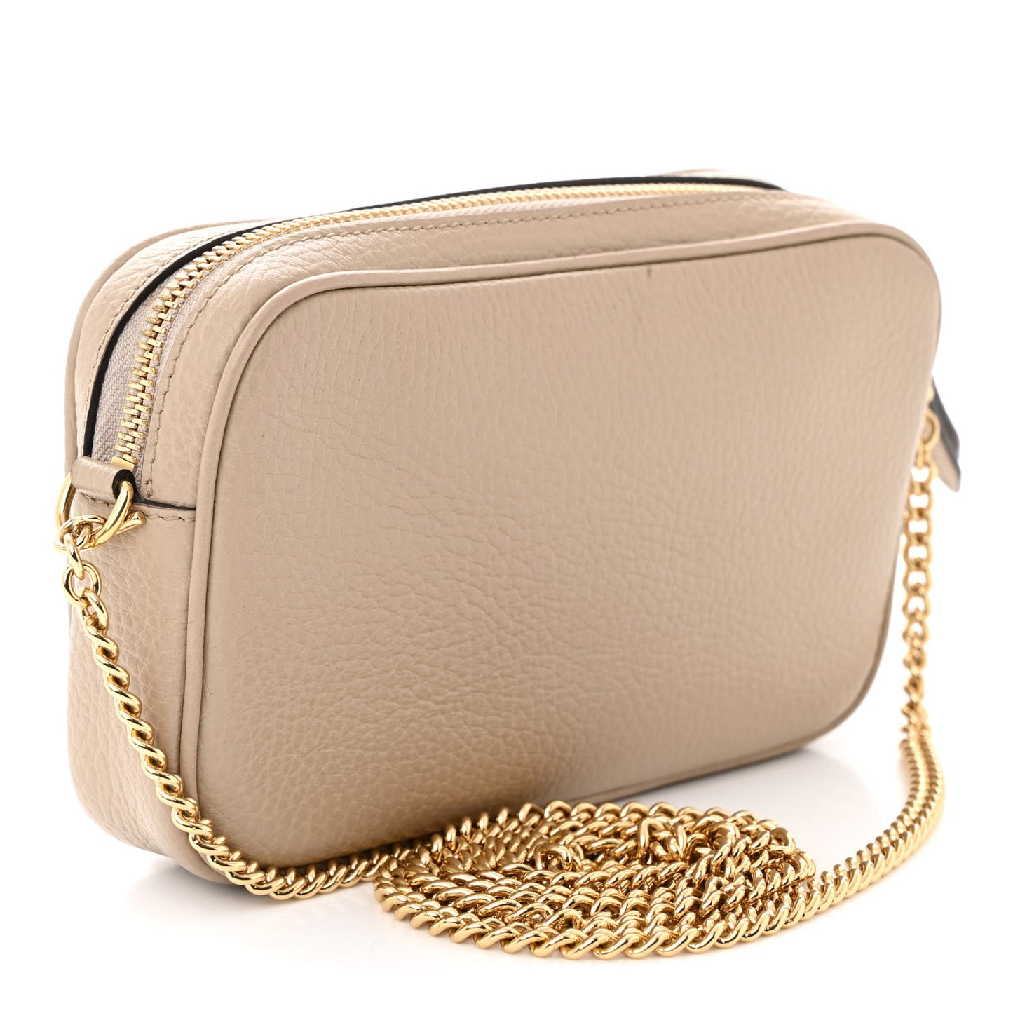 Dollar Calfskin Super Mini GG Marmont Chain Shoulder Bag Beige
