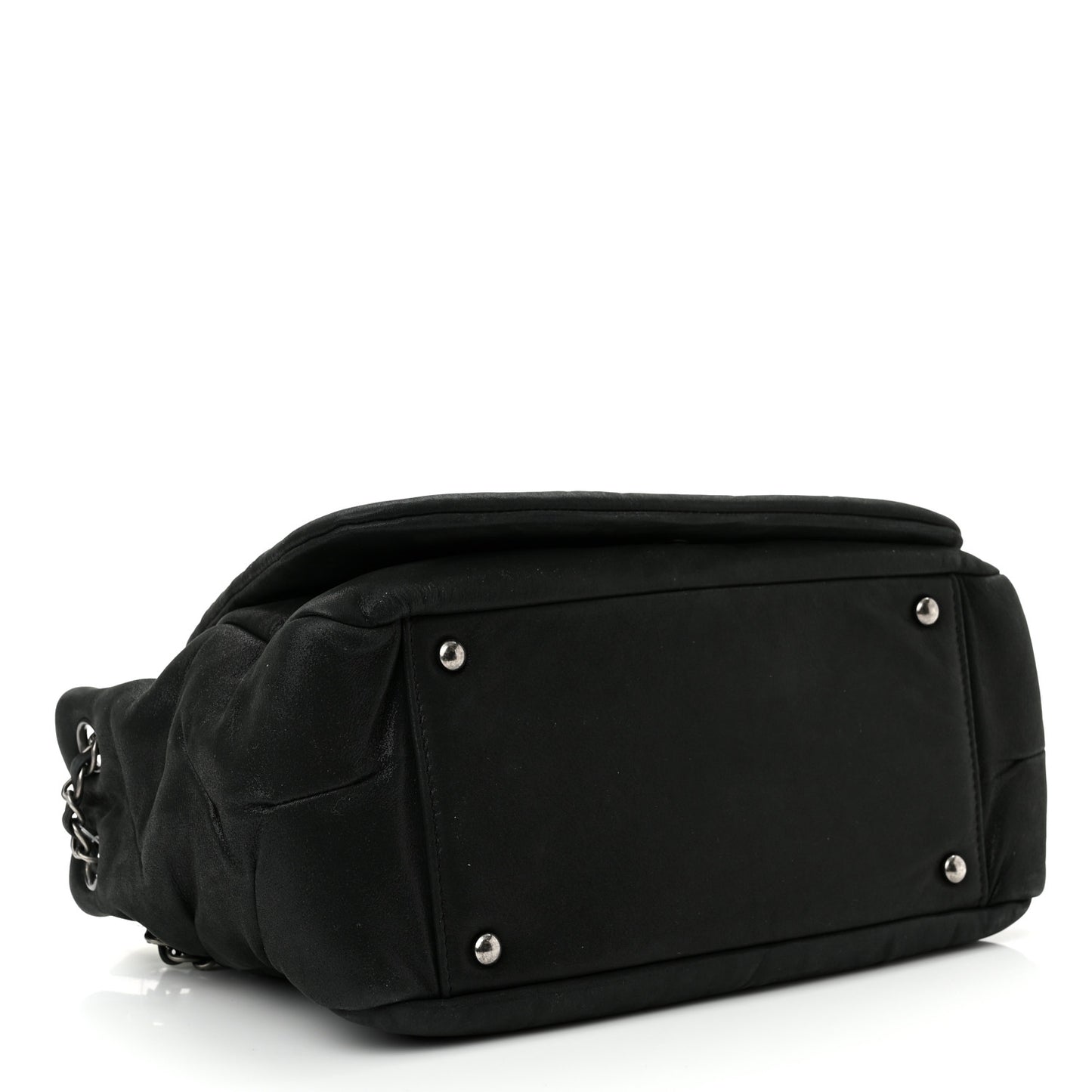 Iridescent Calfskin Glint Accordion Flap Black