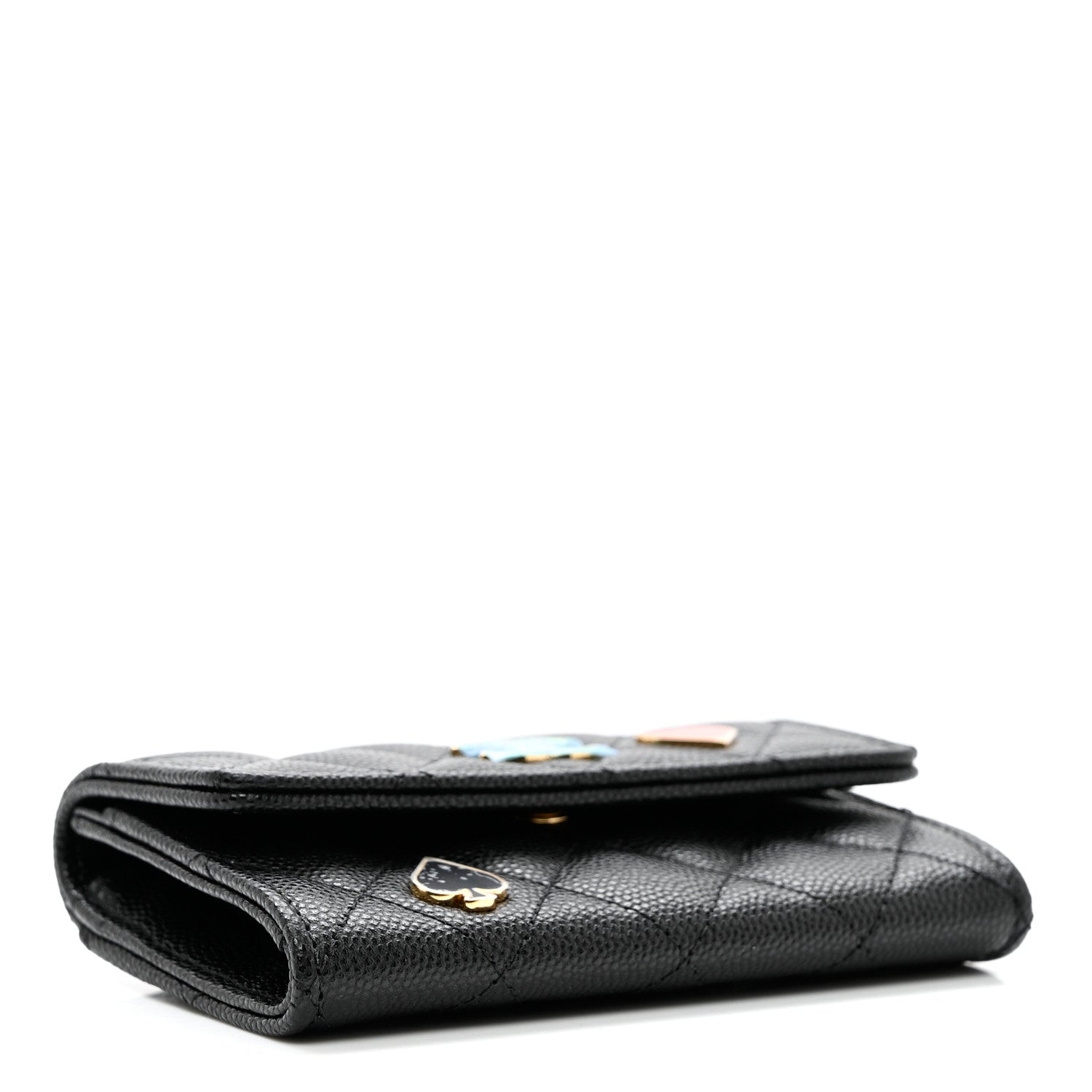 Chanel Caviar Quilted Enamel Coco Casino Flap Card Holder Wallet Black 4 of 8