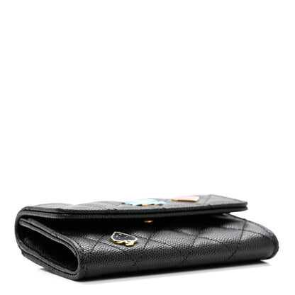 Chanel Caviar Quilted Enamel Coco Casino Flap Card Holder Wallet Black 4 of 8