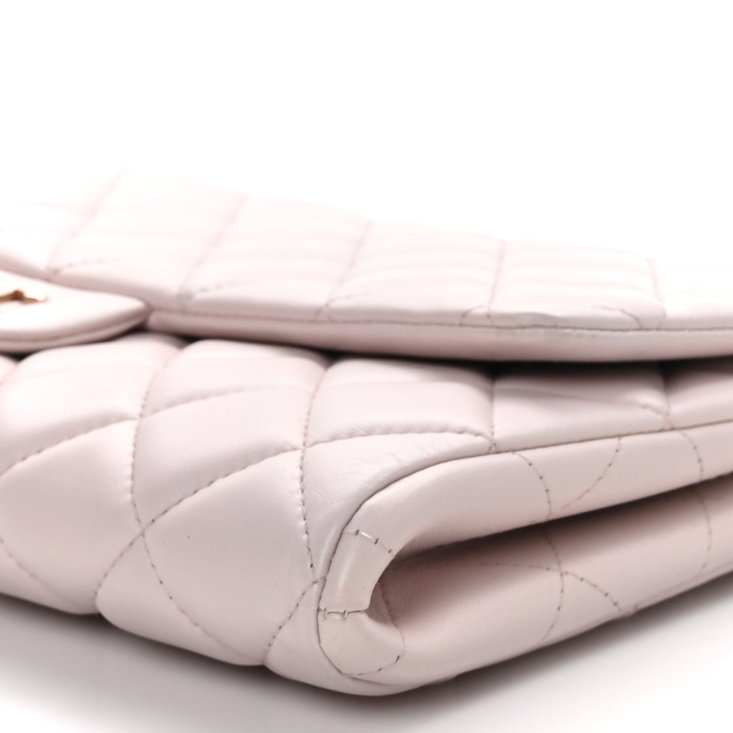 Lambskin Quilted Clutch with Chain Flap Light Pink