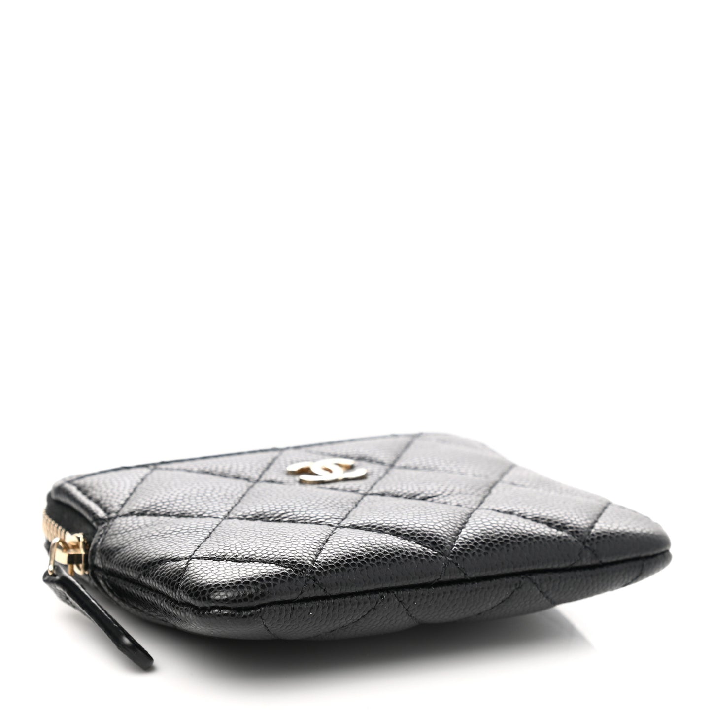 Caviar Quilted Zip Card Holder Wallet Black