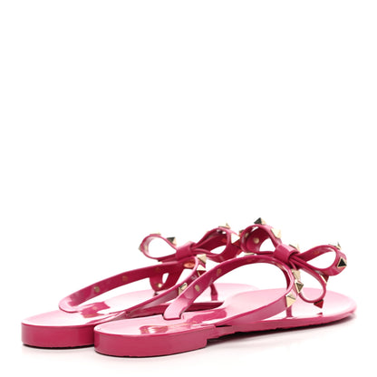 Valentino Garavani PVC Jelly Rockstud Bow Thong Sandals 38 Deep Cyclamin 4 of 7