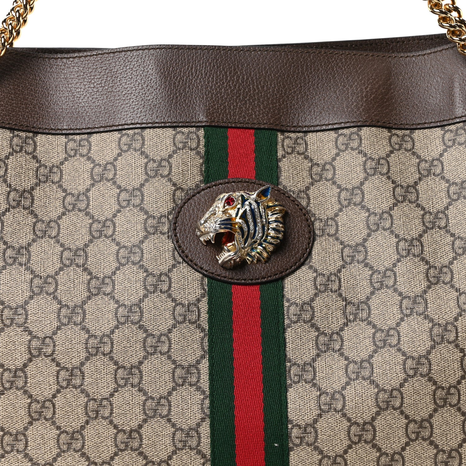 Gucci GG Supreme Monogram Large Rajah Chain Tote Beige New Acero 9 of 11