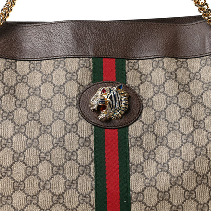 Gucci GG Supreme Monogram Large Rajah Chain Tote Beige New Acero 9 of 11