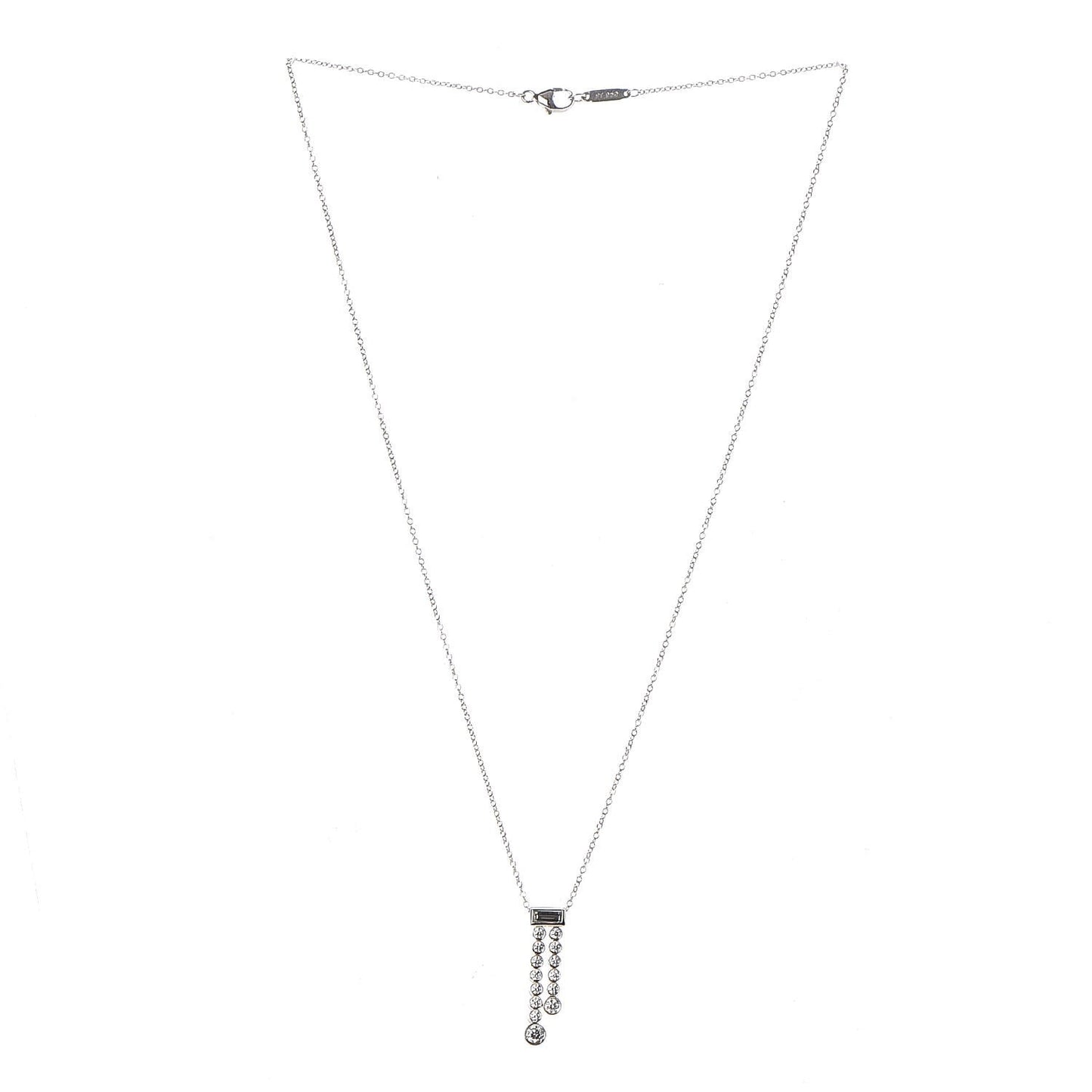 Platinum Diamond Jazz Double Drop Pendant Necklace