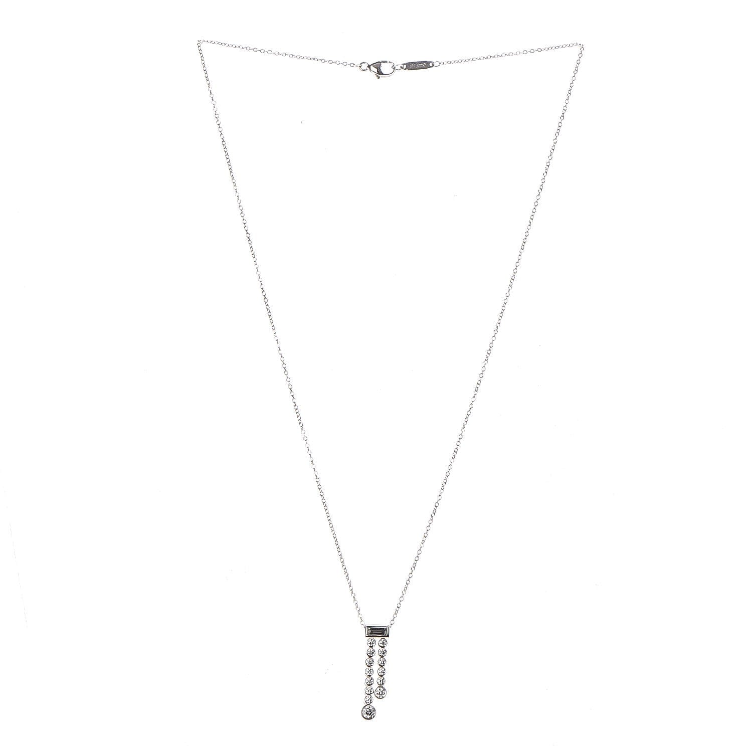 Tiffany Platinum Diamond Jazz Double Drop Pendant Necklace 3 of 7
