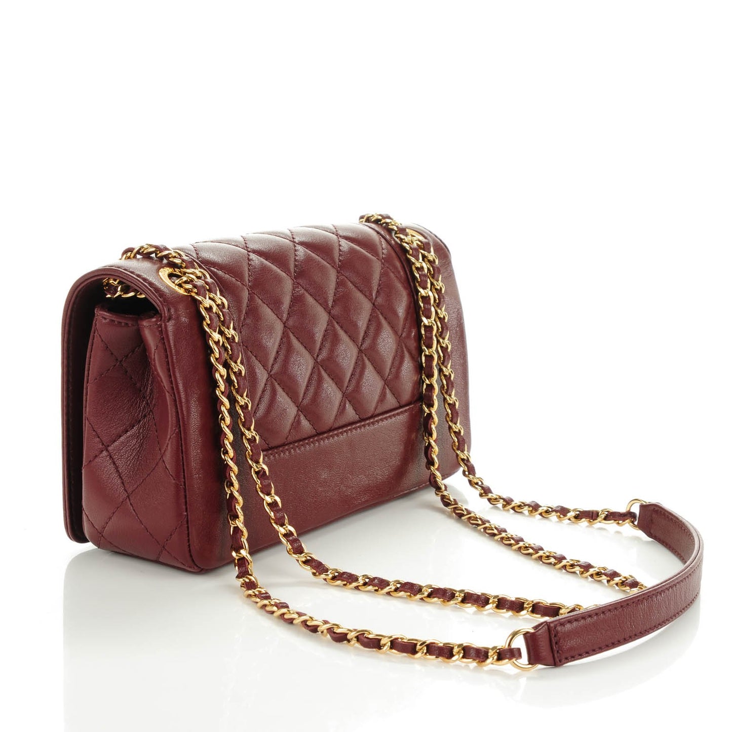 Sheepskin Quilted Small Mademoiselle Vintage Flap Dark Red