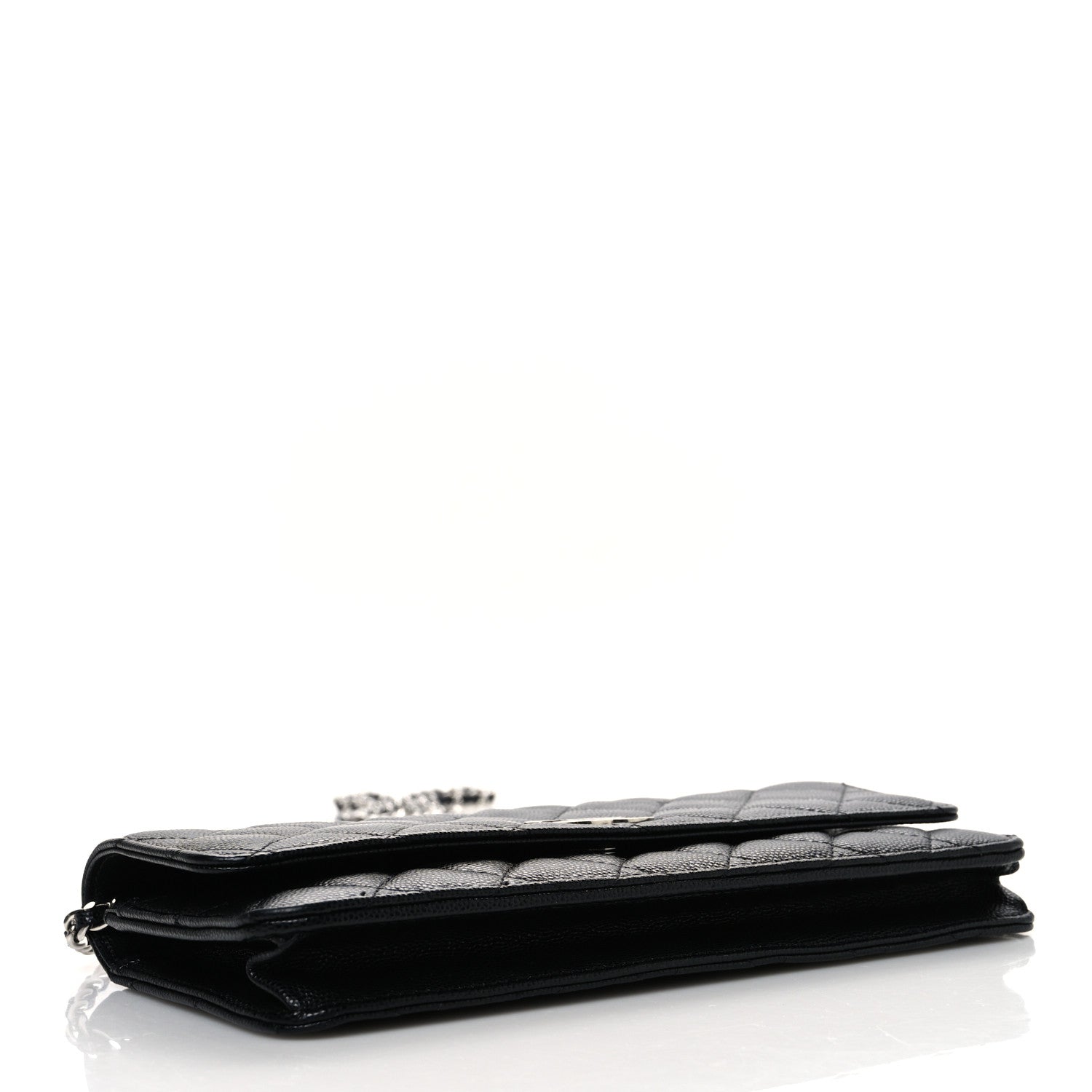 Chanel Caviar Quilted Coco Chanel Logo Clutch With Chain Flap Black 4 of 11