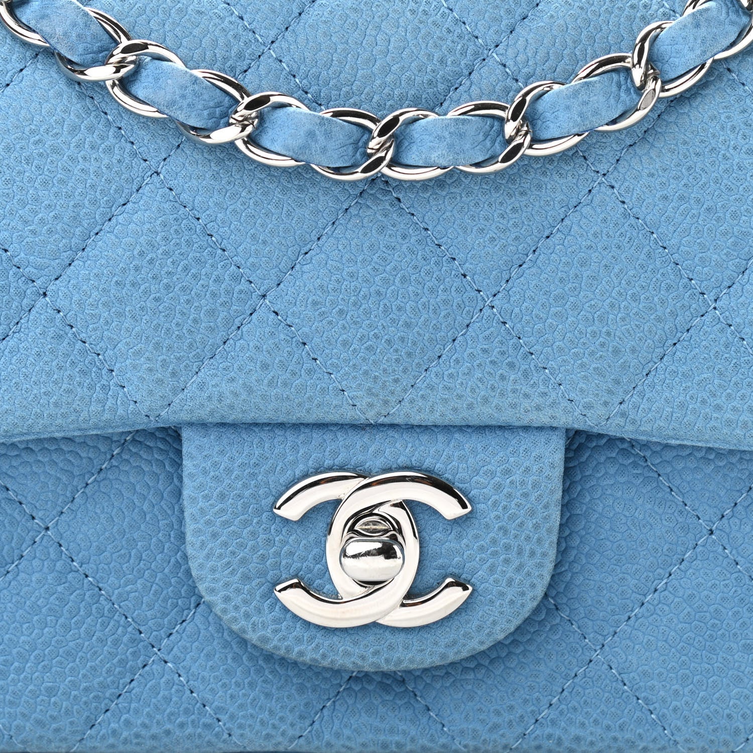 Chanel Iridescent Caviar Quilted Mini Rectangular Flap Light Blue 11 of 11