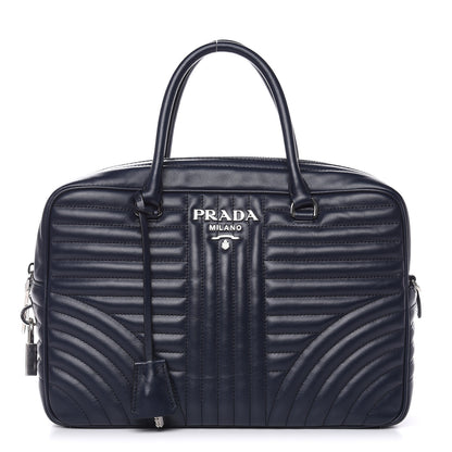 Prada Soft Calfskin Impunture Diagramme Large Top Handle Bag Baltico 1 of 10