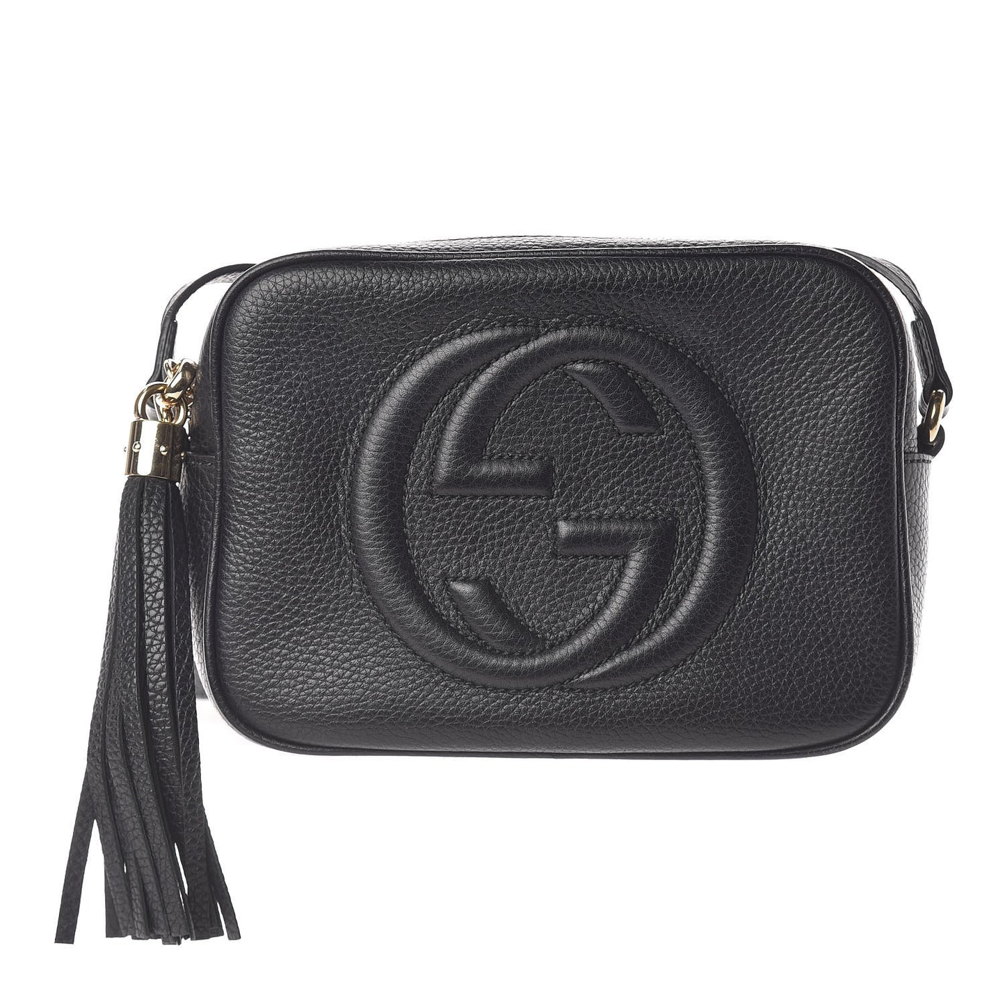 Pebbled Calfskin Small Soho Disco Bag Black