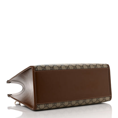 Gucci GG Supreme Monogram Azalea Calfskin Small Retro Interlocking G Tote Bag Beige Ebony Brown Sugar 4 of 10