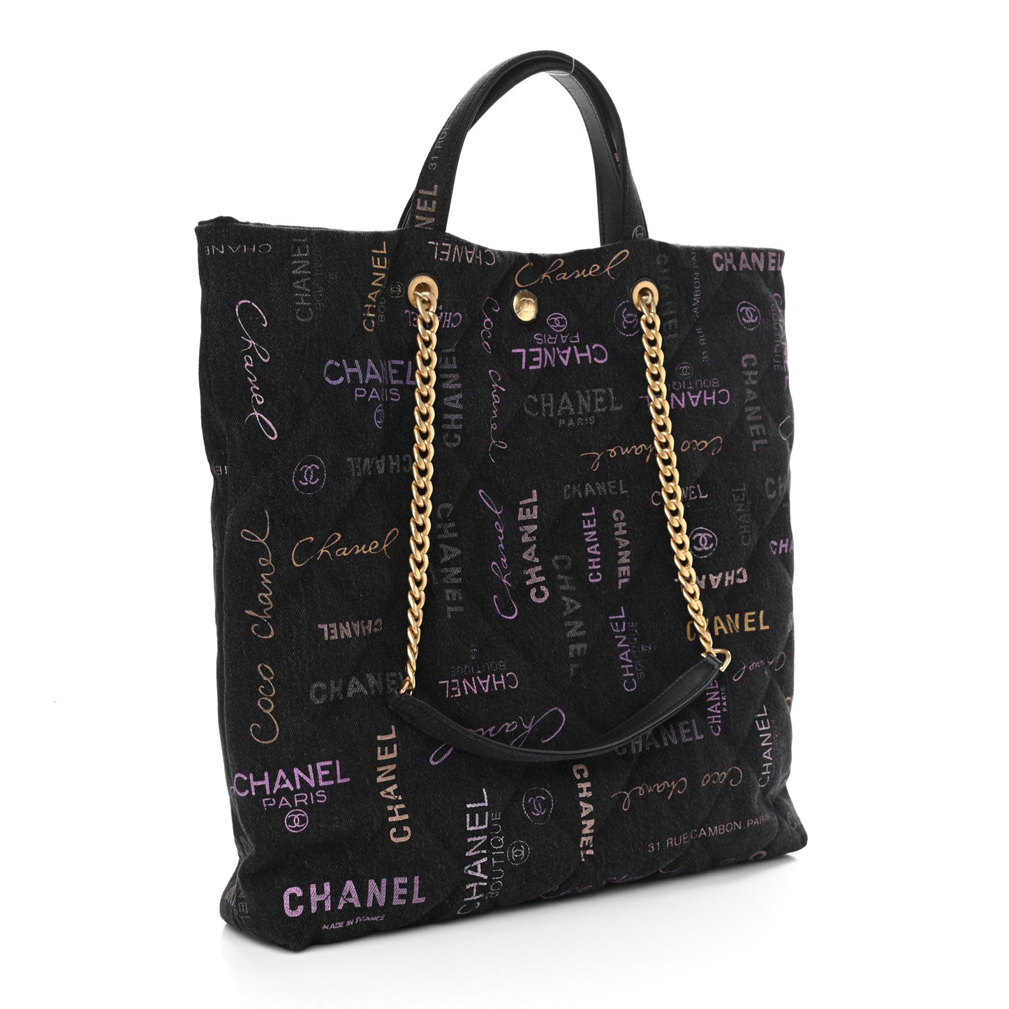 Denim Quilted Denim Mood Maxi Shopping Bag Black Multicolor