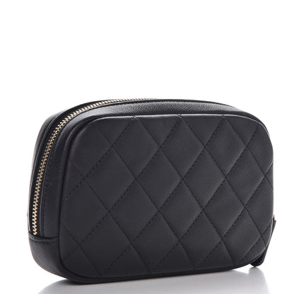 Chanel Caviar Quilted Small Curvy Pouch Cosmetic Case Black 4 of 8