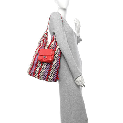 Chanel Lambskin Mixed Fibers Large Shopping Bag Red Purple White 2 of 12