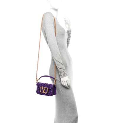Valentino Garavani Sequin Crystal Vlogo Embroidered Small Loco Shoulder Bag Astral Purple 2 of 10