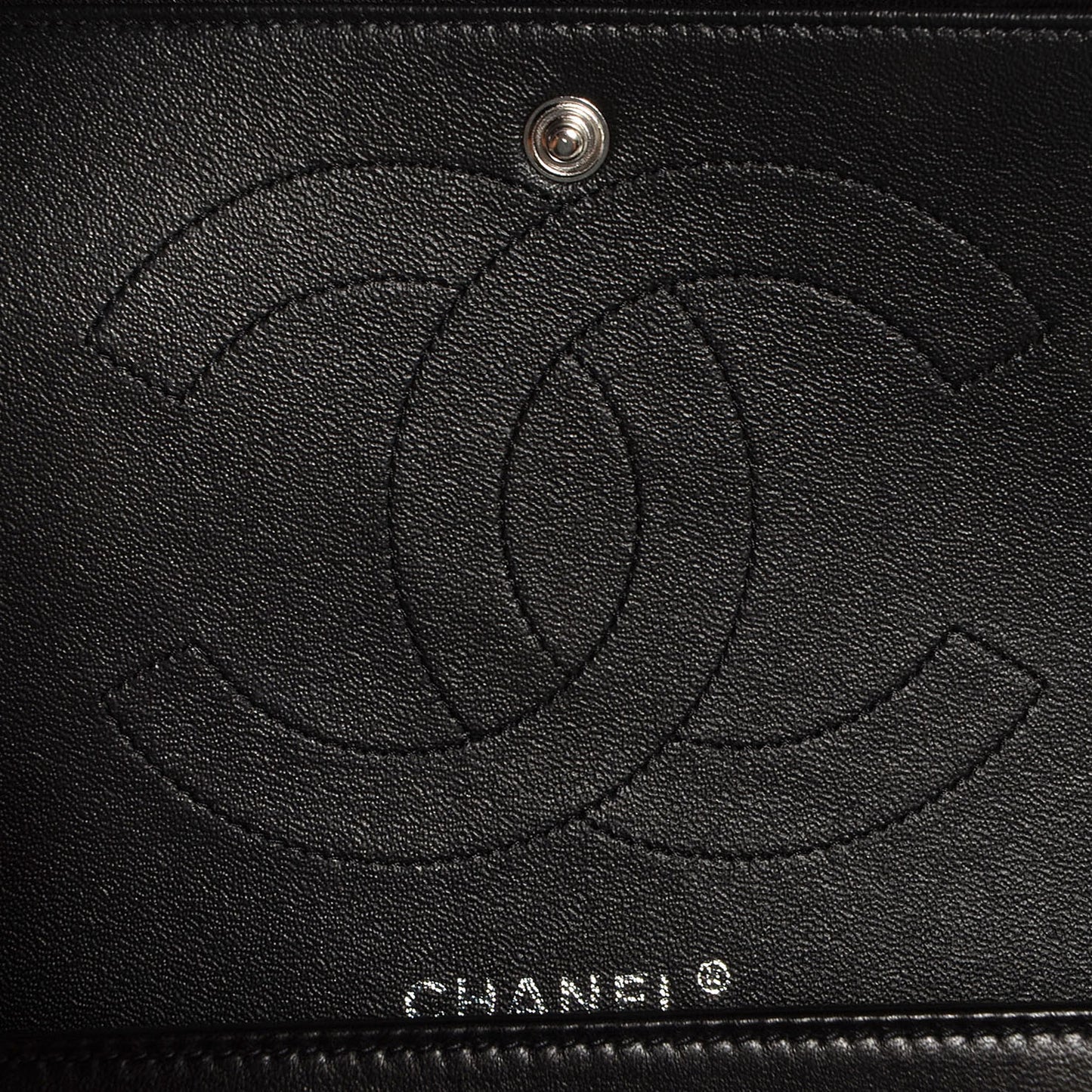 Lambskin Chevron Quilted Jumbo Double Flap So Black
