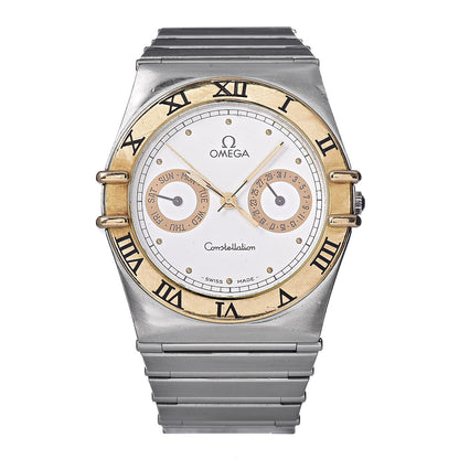 Omega Stainless Steel 18K Yellow Gold 33mm Constellation Day-Date Quartz Watch White 396.1070 1 of 6