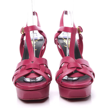Saint Laurent Calfskin Tribute 75 Platform Sandals 35.5 Fuchsia 3 of 10
