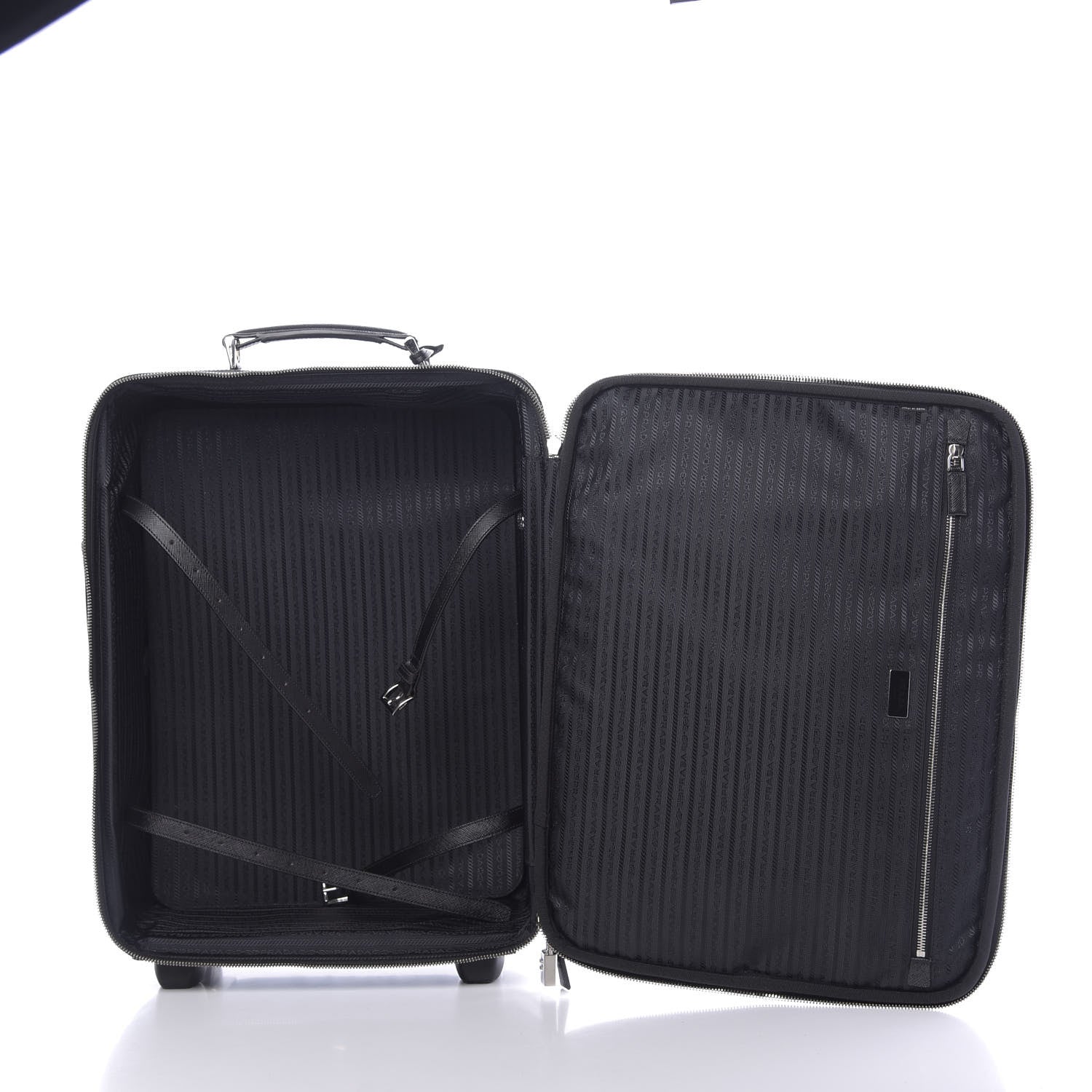 Prada Tessuto Saffiano Trolley Luggage Black 5 of 10