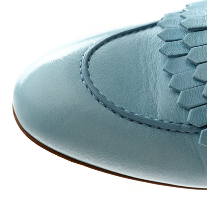 Hermes Goatskin Rivoli Mules 37.5 Bleu Dorset 10 of 11