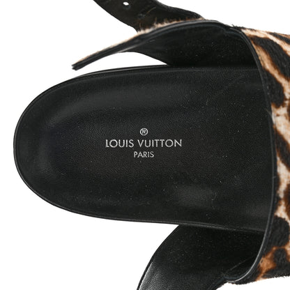 Louis Vuitton Calfskin Pony Hair Platform Sandals 37 Black 7 of 8