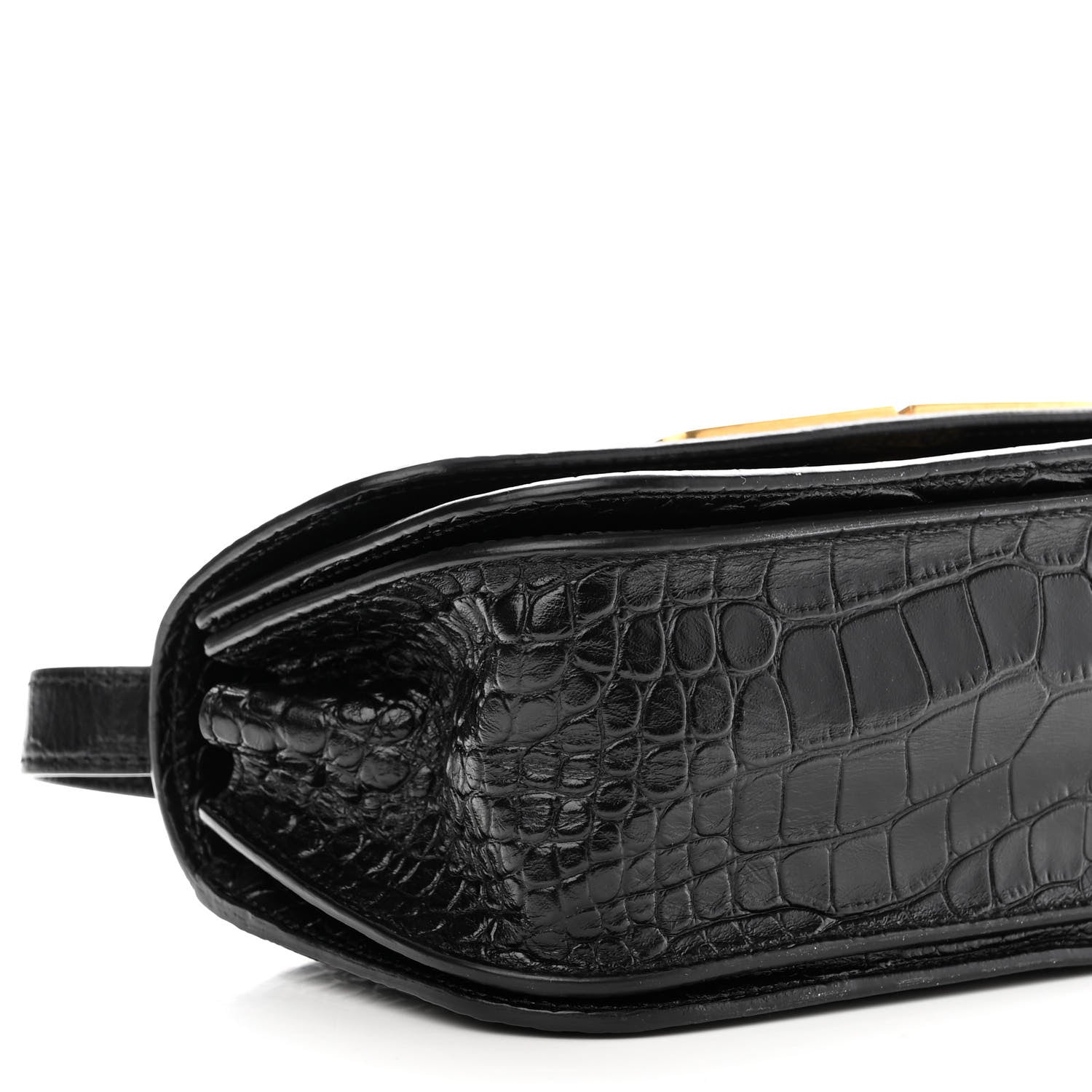 Balenciaga Extra Supple Calfskin Crocodile Embossed Small Gossip Bag Black 8 of 9