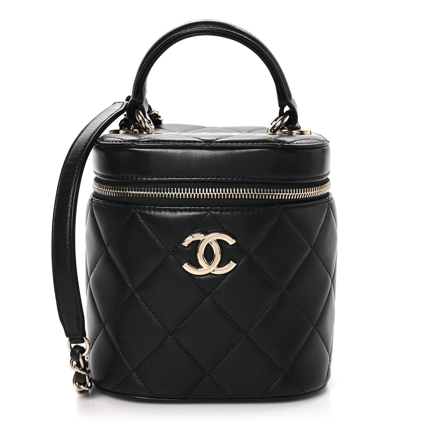 Lambskin Quilted Trendy Vanity Case Black