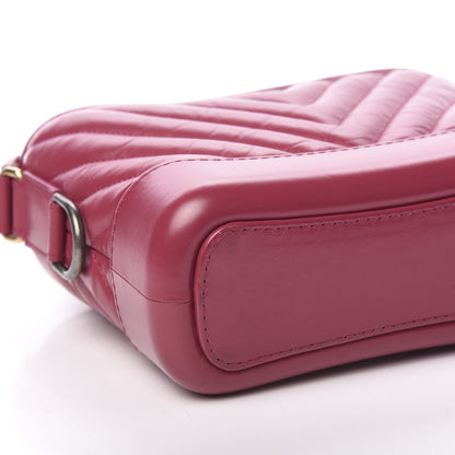 Chanel Aged Calfskin Chevron Quilted Small Gabrielle Hobo Dark Pink 7 of 9