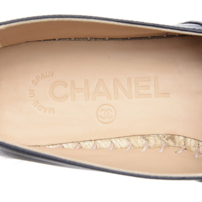 Chanel Lambskin CC Espadrilles 37 Navy Black 9 of 11