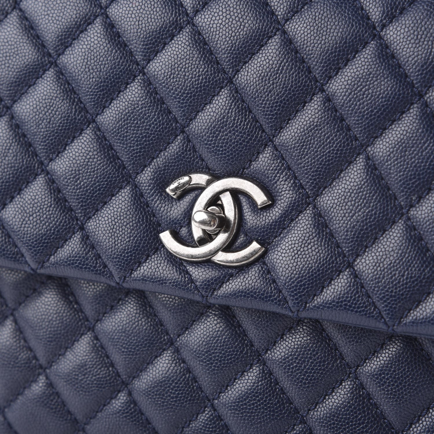 Chanel Caviar Quilted Medium Coco Handle Flap Navy Blue 9 of 9