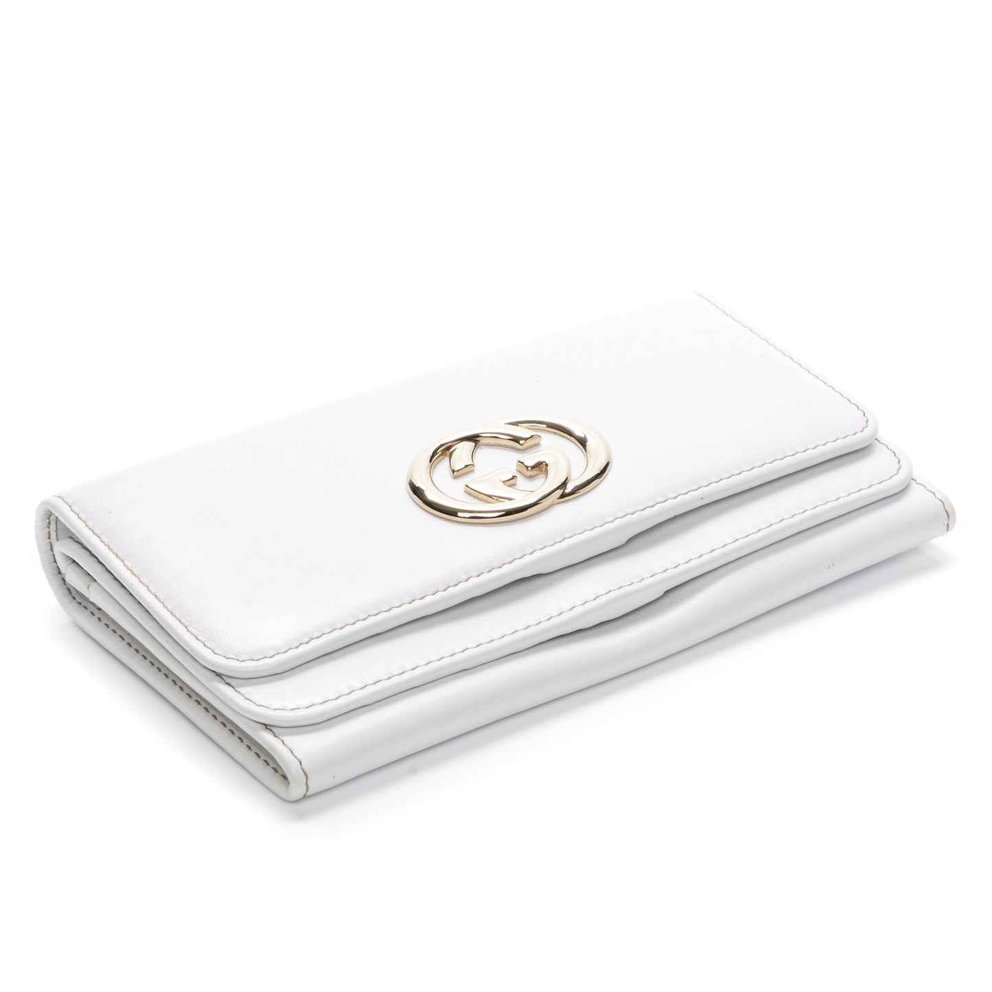 Calfskin Britt Continental Wallet White