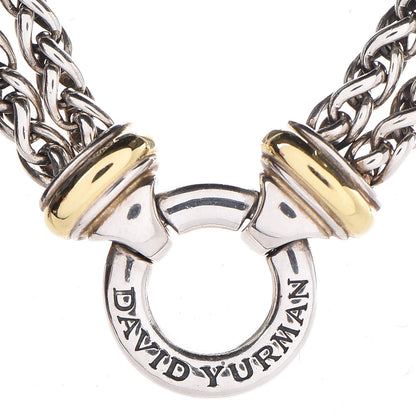 David Yurman Sterling Silver 18K Yellow Gold 8mm Double Wheat Chain Necklace 4 of 6