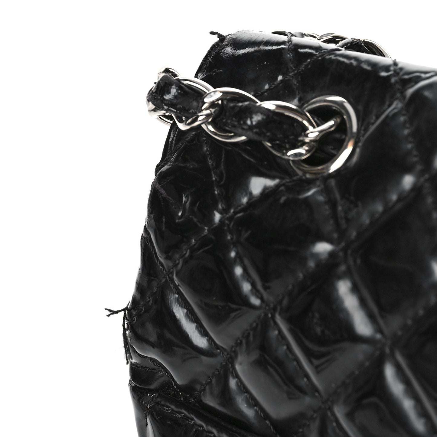 Vinyl Quilted In the Business Flap Bag Black