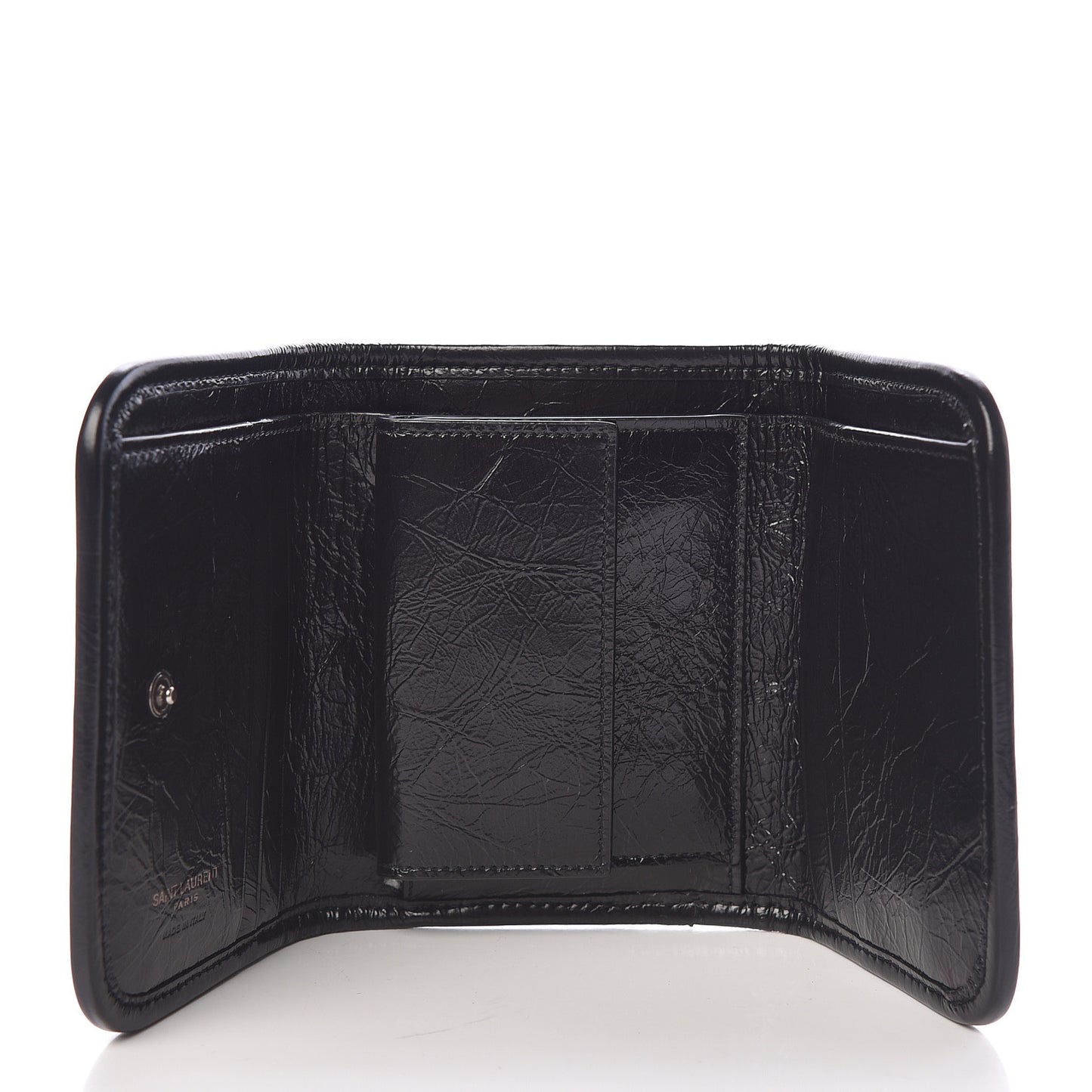 Crinkled Calfskin Matelasse Monogram Niki Compact Wallet Black