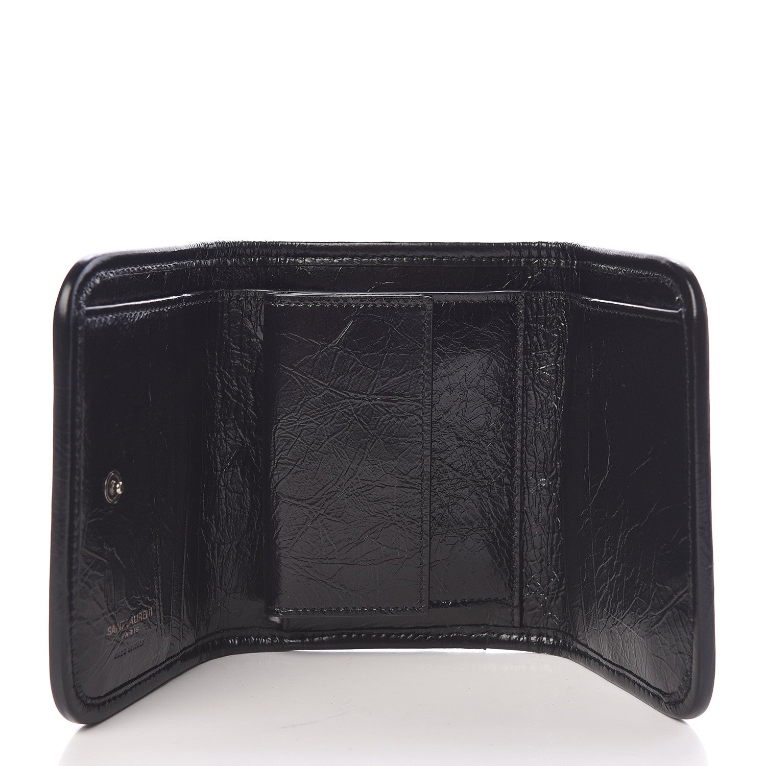 Saint Laurent Crinkled Calfskin Matelasse Monogram Niki Compact Wallet Black 5 of 7