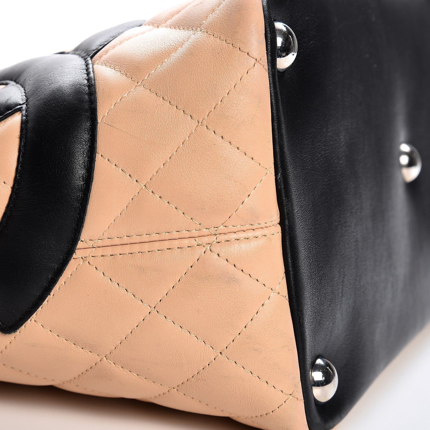 Chanel Calfskin Quilted Large Cambon Tote Beige Black 10 of 14
