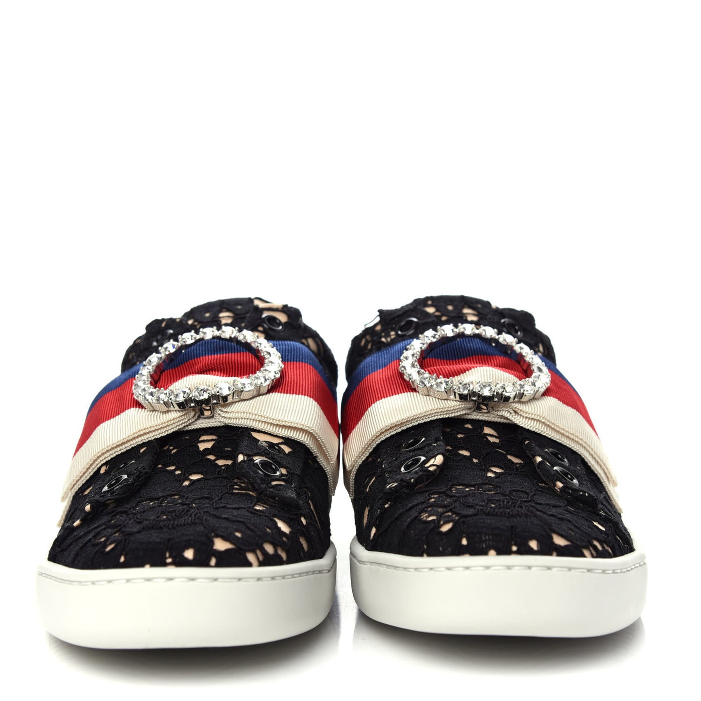 Lace Crystal Sylvie Web Flower Leaf Womens Ace Sneakers 36 Black Tan Beige