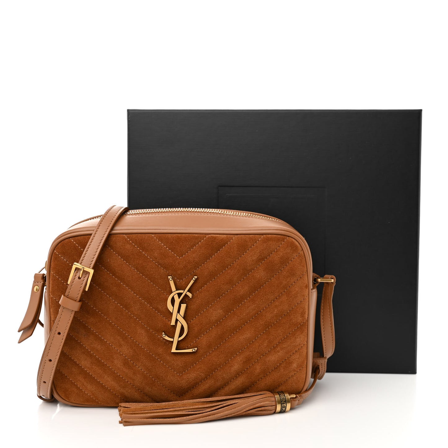 Suede Matelasse Monogram Lou Camera Bag Cinnamon