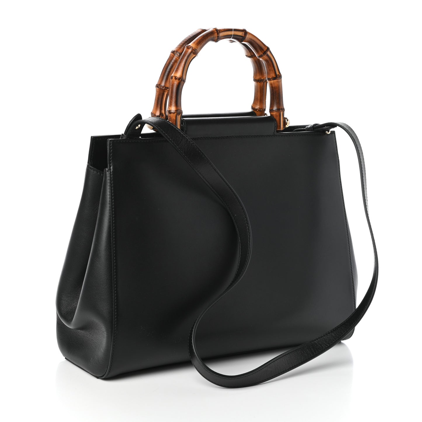 Nappa Bamboo Medium Nymphaea Top Handle Bag Black