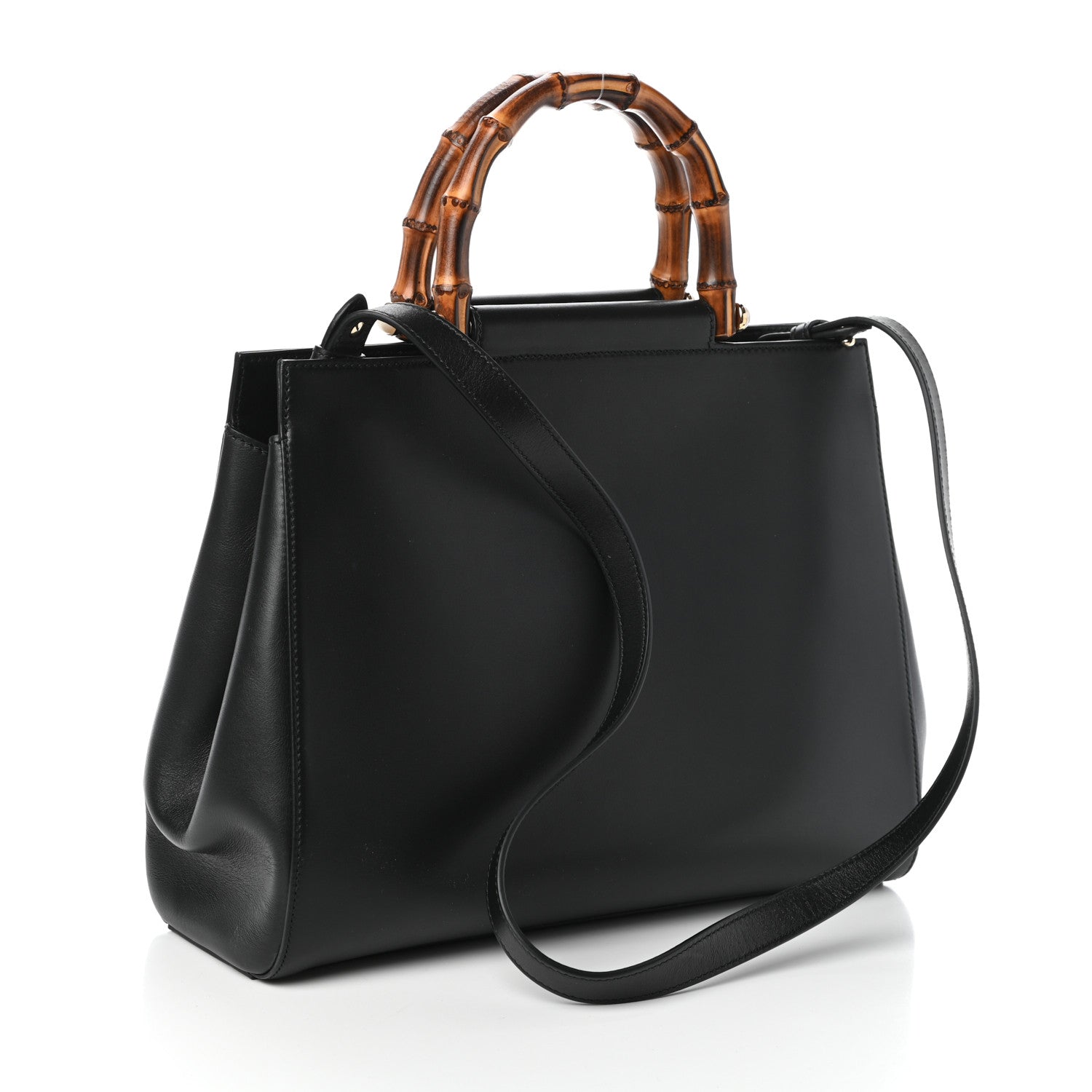 Gucci Nappa Bamboo Medium Nymphaea Top Handle Bag Black 3 of 9